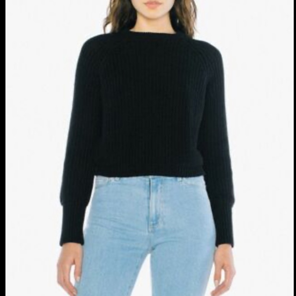 American apparel cropped fisherman sweater black small